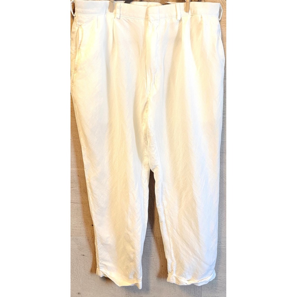 Polo Ralph Lauren Golf Pants White Linen Blend Pleated Men's 36x32 Trousers
